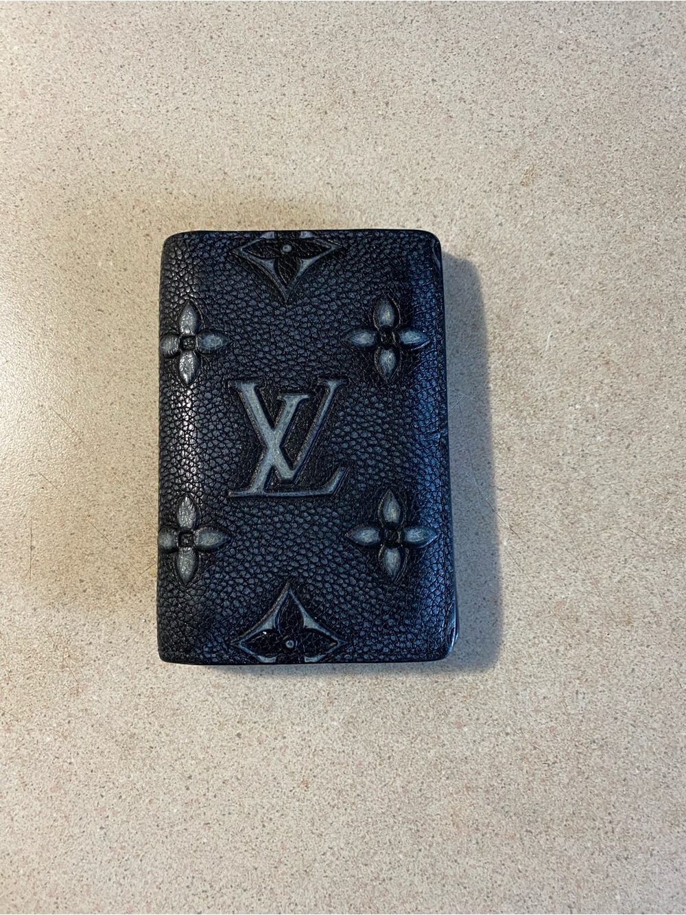 Louis Vuitton Black Embossed Monogram Card Case